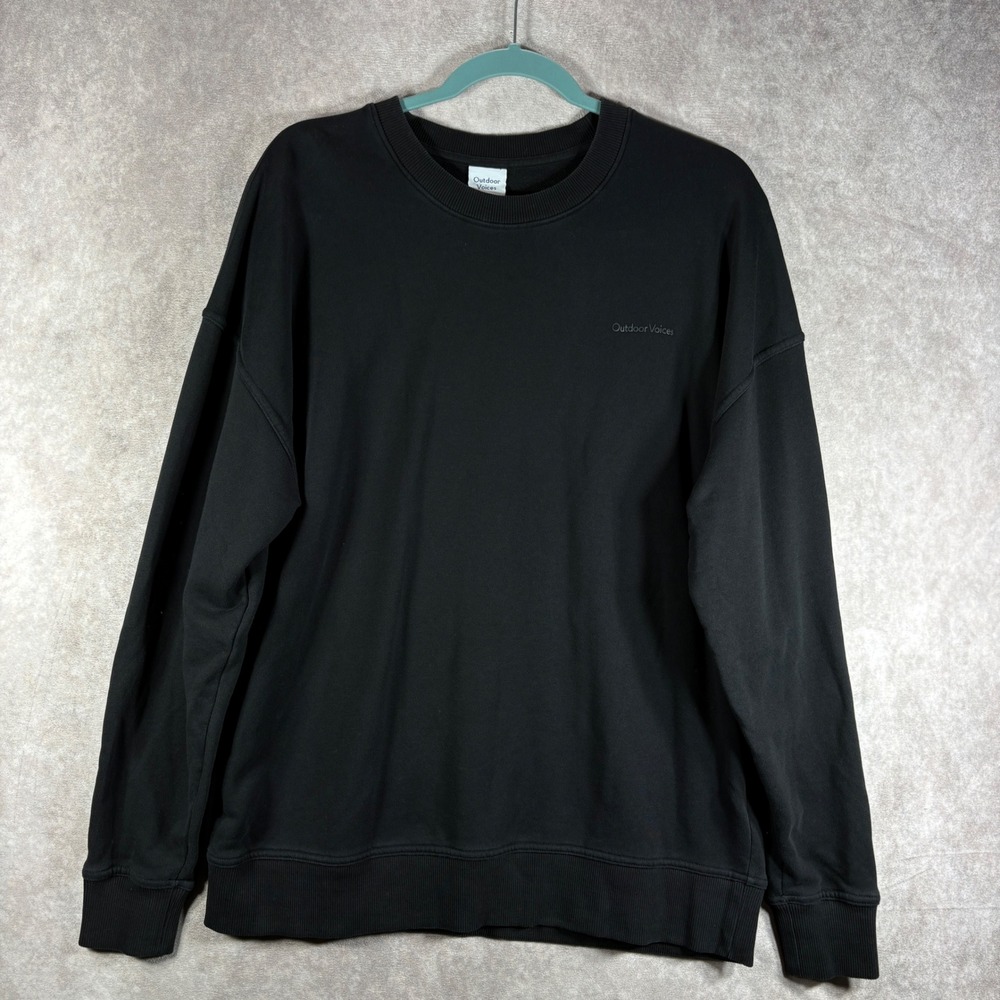 Outdoor Voices Pickup Sweatshirt S Black Logo Crewneck Pullover Activewear Gym